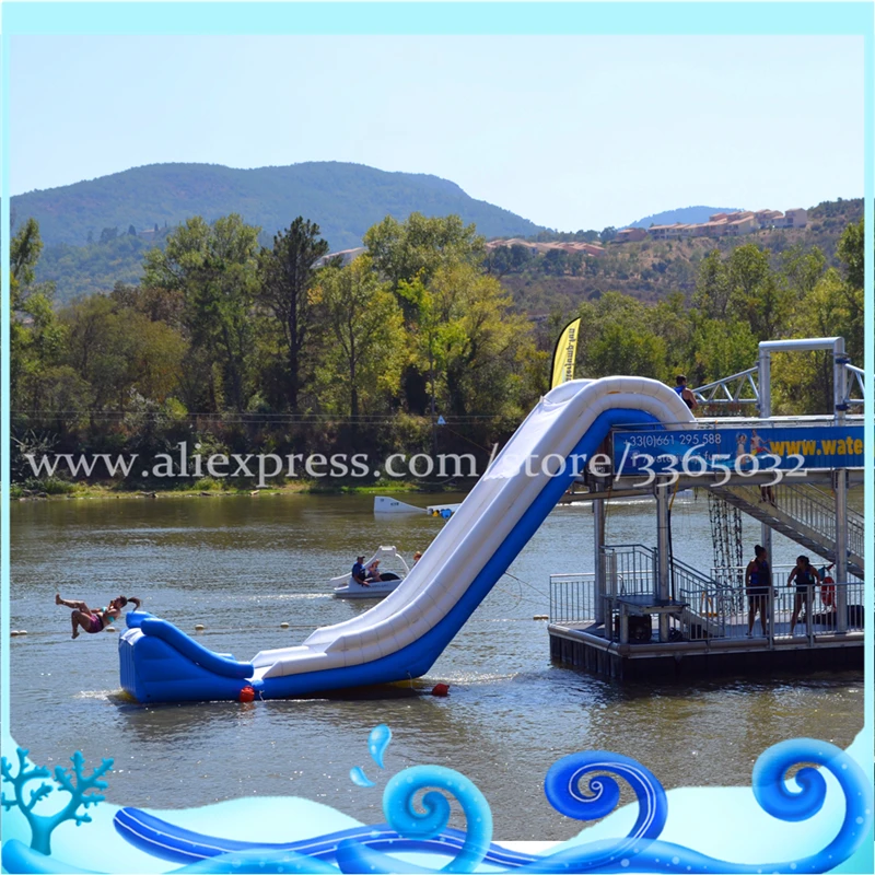 mega inflatable waterslide in sea inflatable floating slide giant floating slide