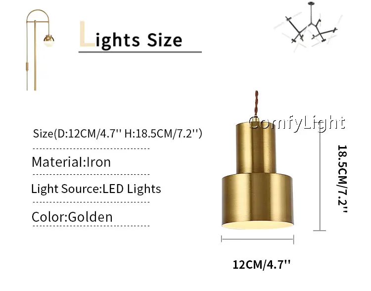 Подвесной светильник золотого цвета в стиле кантри, лофт, E27, патрон для цементной лампы, держатель для внутренней отделки, светодиодный подвесной светильник