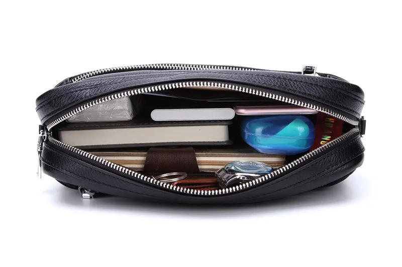 Nesitu Hohe Qualität Schwarz Echtes Leder Kreuz Körper Kleine Männer Messenger Taschen Männlichen Schulter Kupplung Tasche M8127