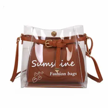 

2019 Design Luxury Women Transparent Bag Clear PVC Jelly Small Tote Messenger Bags Female Crossbody Shoulder Bags