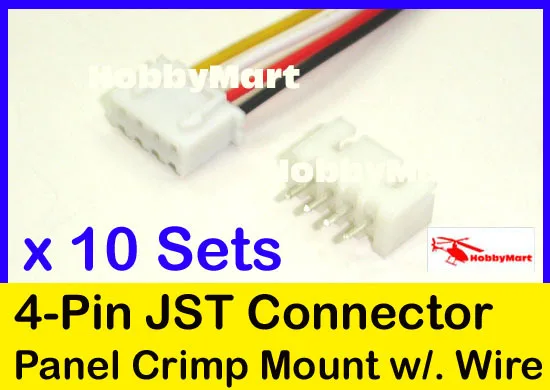 JST XH 2.54mm 4-Pin Female Connector with Wire and male connector x 10 sets