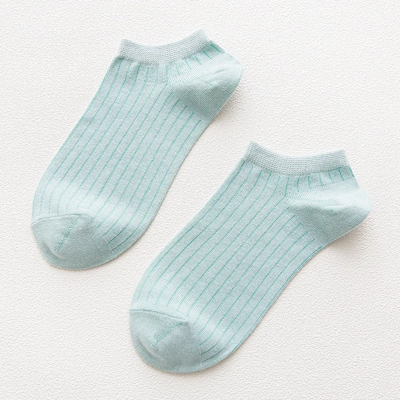 TWTZQ/5 пара/лот, Новое поступление, носки, женские хлопковые забавные носки в полоску, одноцветные, Meias, повседневные короткие носки для девочек, Calcetines - Цвет: Mint