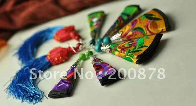 

E067 Mix Wholesale Miao Ethnic Embroided Vintage Drop Tassel Ear Rings 10pcs Earrings Free Shipping
