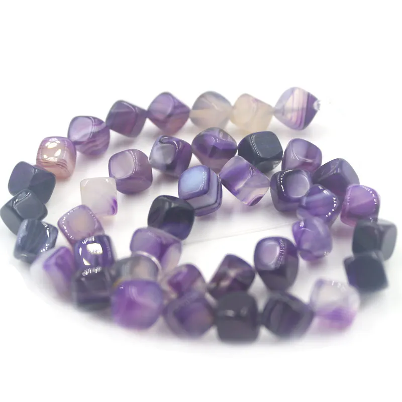 

Free Shipping 8mm Cube Square Shape Jewelry Making Spacer Genuine Gems Stone Banded Stripe Agat Onyx Loose Beads Strand 15"