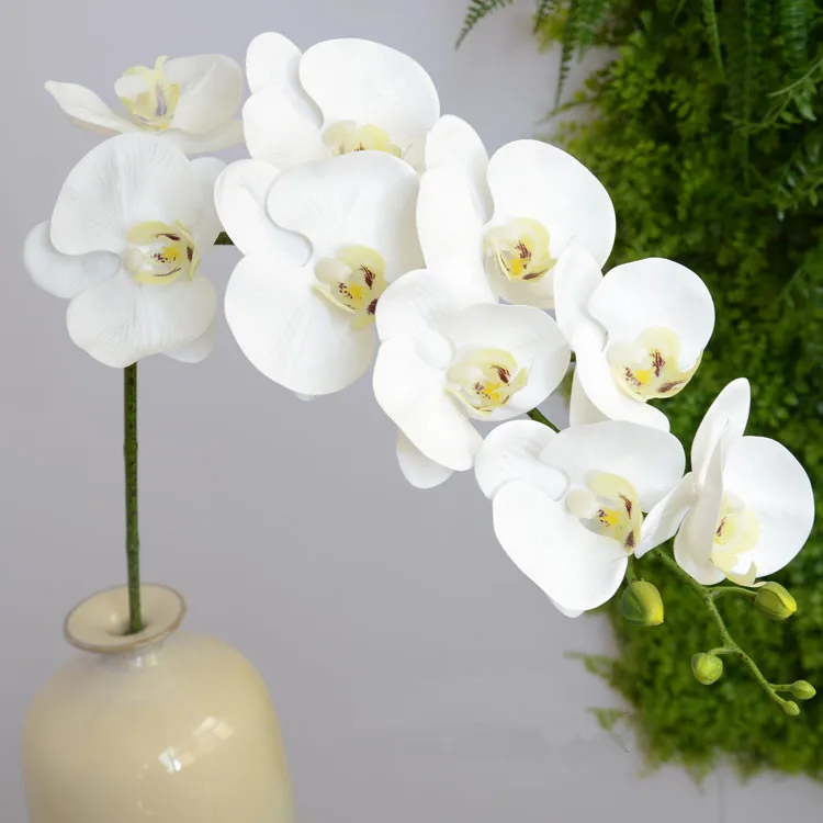Настоящее прикосновение бабочка Орхидея искусственный цветок letax Орхидея искусственный общий цветочный искусственный цветок для свадьбы - Цвет: white