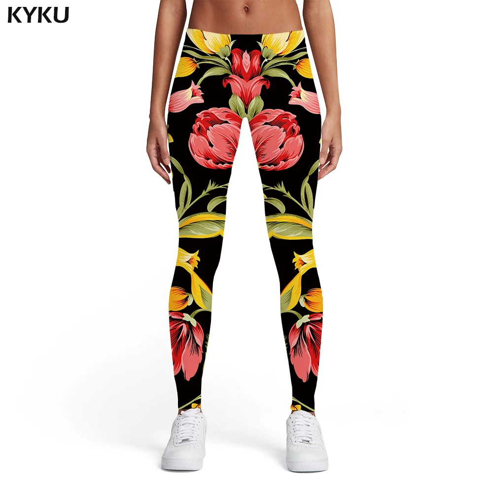 KYKU Brand Blue And White Porcelain Leggings Women White Spandex Flower Sexy Art Ladies Abstract 3d Print Womens Leggings Pants
