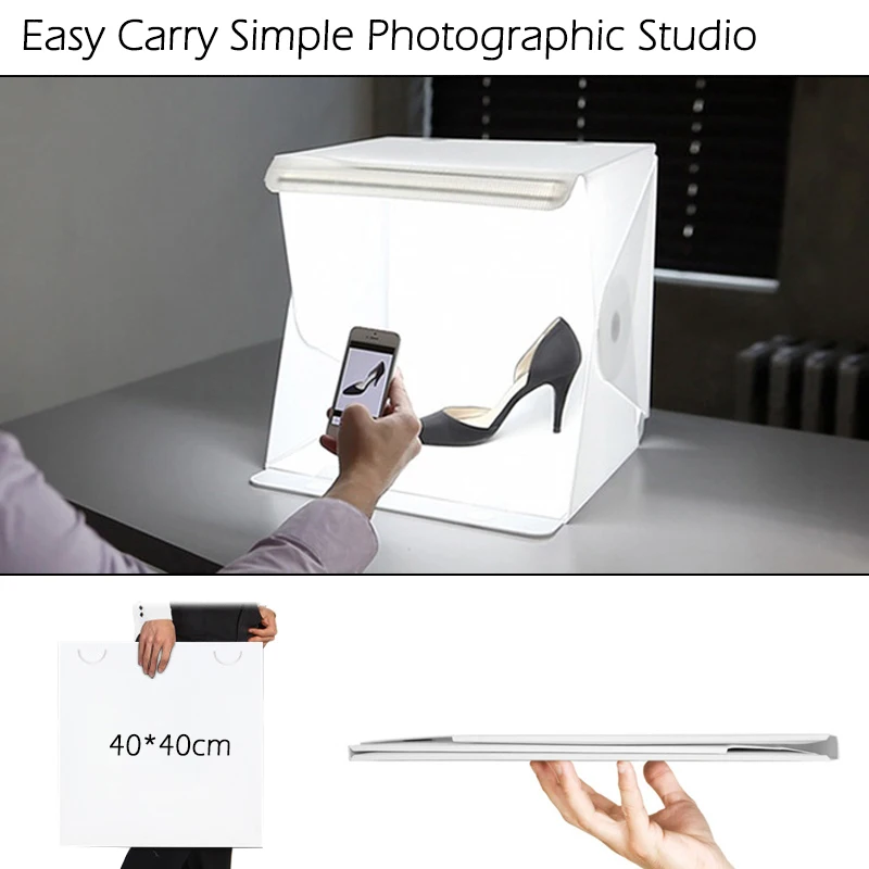 

40*40CM Easy Carry Simple Photographic Studio LED Light Room 3 Colors Background USB Charging Take Photo Mini Studio Light Box