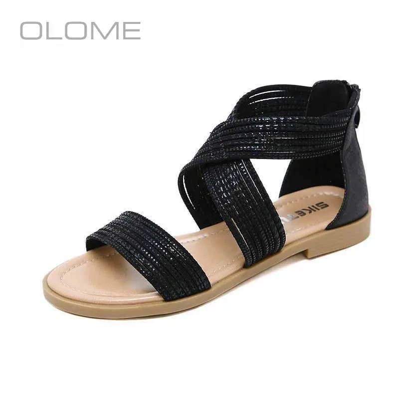 

OLOME new super fire personality versatile Fashion Roman style retro comfortable Roman sandals women's female large size35-42