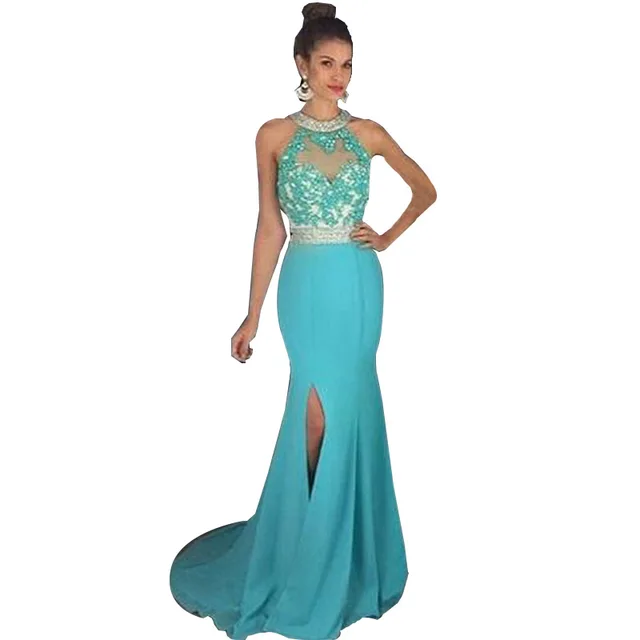Turquoise Chiffon Evening Dresses