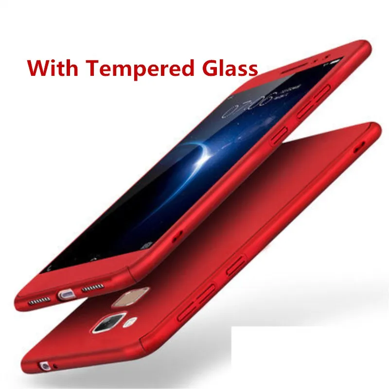 

For Huawei Honor 6X 360 Protective Full Body Coverage Back Cover With Tempered Glass For Mate 9 lite Hard Matte Case GR5 2017