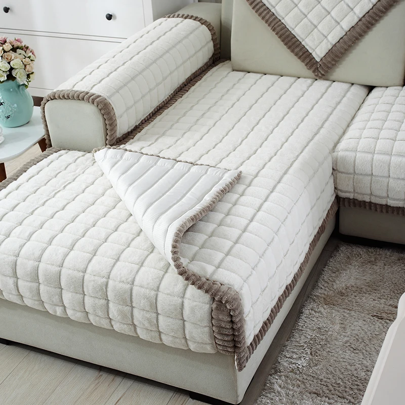 Горячая диванных чехлов для Гостиная Бархат Теплый мягкий чехол анти-скользящие диванные кресло, мебель протектор текстиль пригодный для стирки