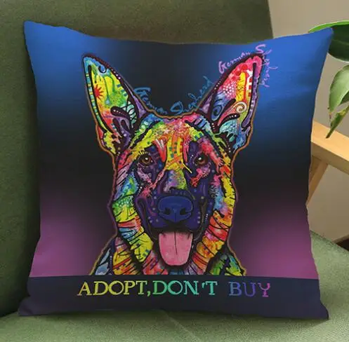 Наволочка для подушек с рисунком собаки в стиле поп-арт, льняная наволочка для дивана и автомобиля, декоративная наволочка для дома, декоративная наволочка