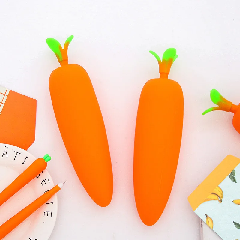 

1 PCS New Creative Cute Soft Carrots Pencil Bag Stationery Case Dual Promotional Gift Small Change Storage Bag