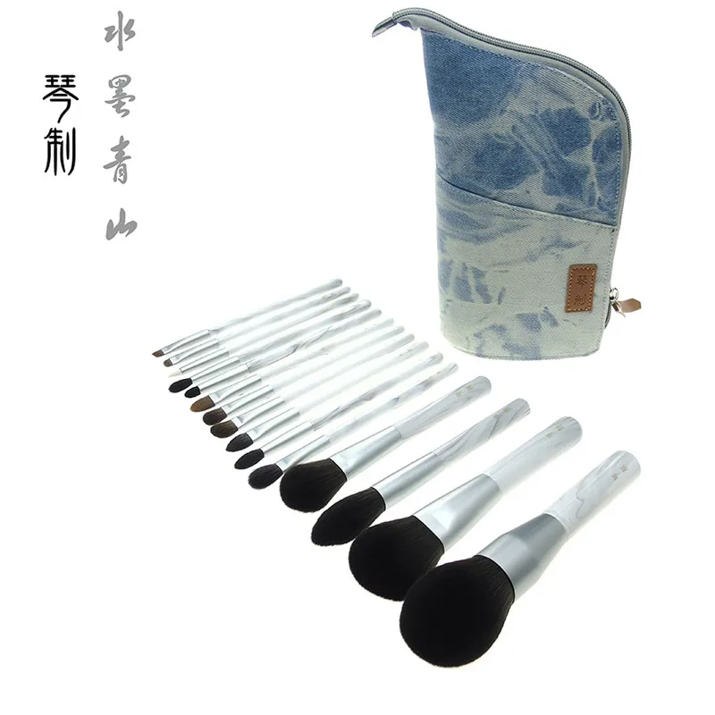 

15 Pcs/Set Handmade Makeup Brushes Set Goat Hair Sculpting Lip Blush Powder Brush Cosmetic Tools Make Up EyeShadow Brush Kit