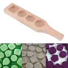 Деревянные четыре отверстия кондитерские формы с ручкой для лунного торта Мунг бобы торт HUG-предложения