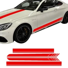 Autocollants de toit à rayures latérales, 1 édition, noir/jaune, pour Mercedes Benz C63 AMG coupé W205 C200 C250 C300