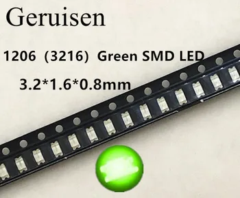 

2000PCS SMD 1206 Green Led 1206 SMD LED Green super bright 1206 light-emitting diodes 560-575nm 70-200mcd 3.2*1.6mm