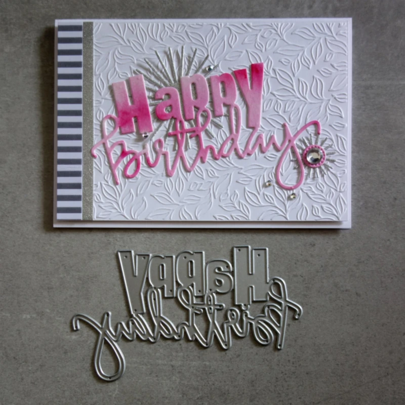 

GJCrafts Happy Birthday Word Dies Metal Cutting Dies for Card Making Scrapbooking Embossing Cuts Stencil Christmas Letter Dies