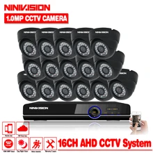 16-канальный AHD 1.0MP HD 720 P безопасности помещении камеры видеонаблюдения Системы комплект 16ch видеонаблюдения 1080 P DVR NVR системы HDMI 1080 P NVR