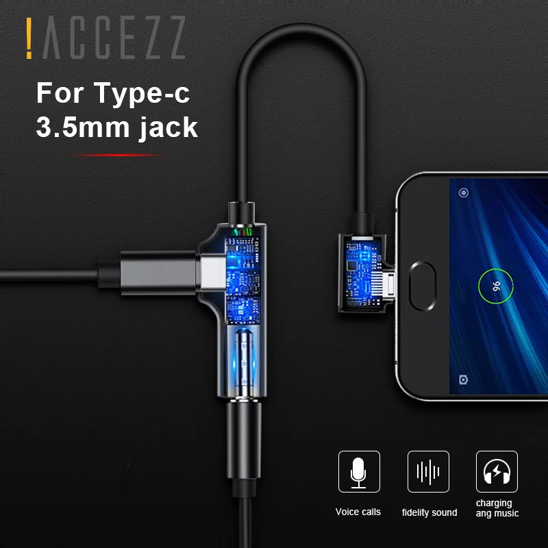 ! Кабель переходник ACCEZZ 2 в 1 с USB Type C на 3 5 мм|Переходники и адаптеры| |