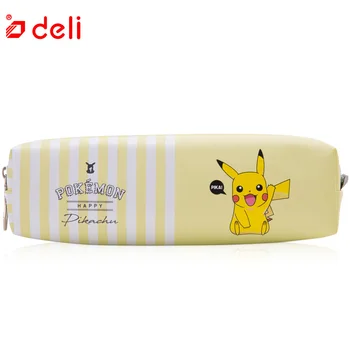 

Deli cute zipper pencil bag Canvas school pencil case student stationery storage box large bag pencil box school office supplies