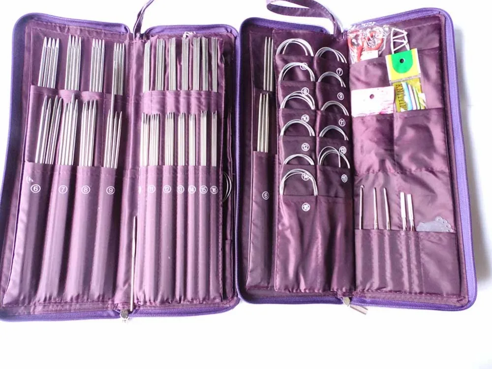 

Retail Ring Needles Crochet Hooks Stainless Straight Needles Set Knit Weave Stitch Knitting Craft Case Circular Needle
