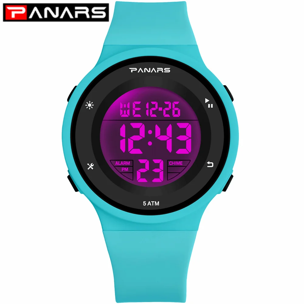 

PANARS 6 LED Colors Fashion Kids Watch WR50M Waterproof Children's Wristwatch Alarm Clock Multi-function Watches for Girls Boys
