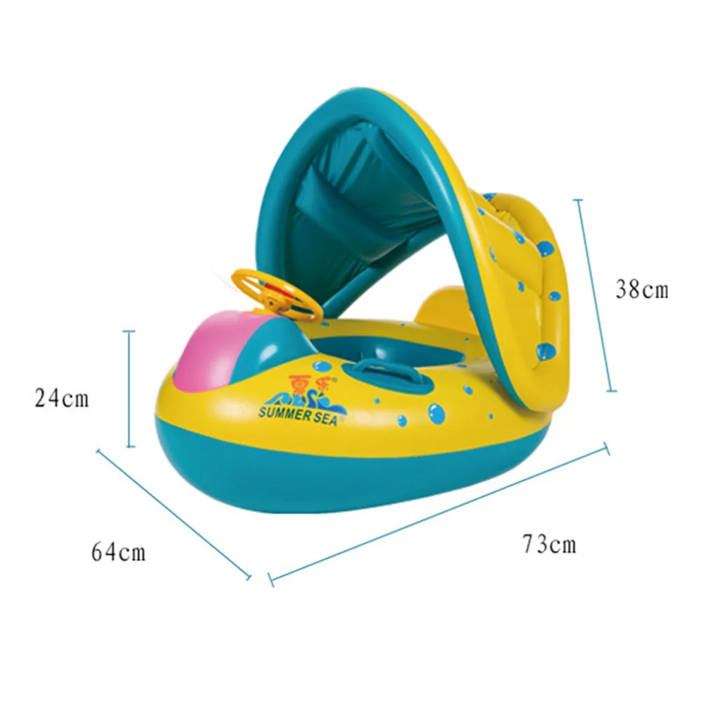 Детские Дети плавание кольцо Чайлдс круг надувной бассейн кольца поворотной ручкой солнцезащиты дизайн