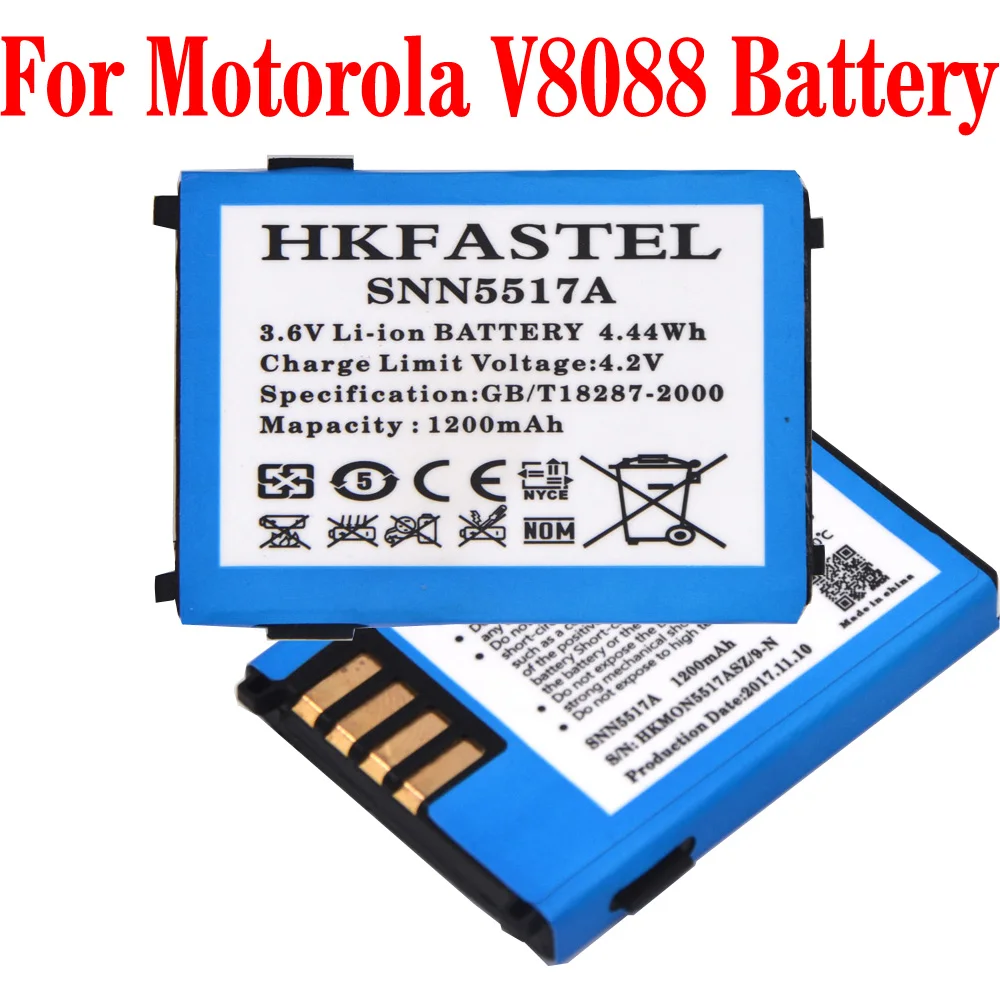 Hkfatel SNN5517A батарея мобильного телефона для Motorola V8088 батареи сотового 1200ма|mobile phone