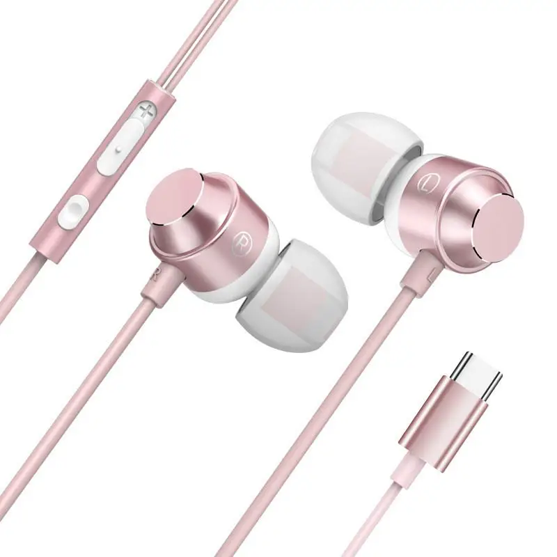 Type-C Metal Earphone for Oneplus 8 7 Pro In-ear Mic Wire Control Bass Magnetic Headset Earbuds for iPhone 12 13 Huawei P40 Pro running headphones