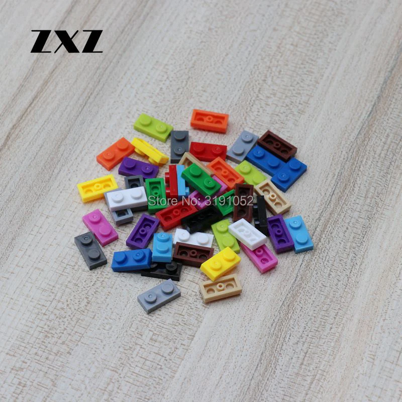 1000 штук объемная пластина 1X2 строительные блоки MOC части Логотип DIY креативные