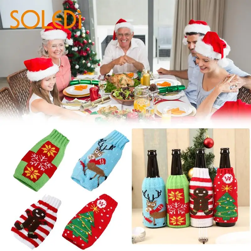 

Christmas Wine Bottle Sweater Bag Santa Claus Deer Dinner Party New Year Xmas Dinner Party Christmas Decorations For Home