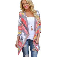 Women Jacket Limited Spring Summer Cardigan Female Jacket 2017 Europe And America New Fashion Asymmetrical Stripes Coat Bl143d