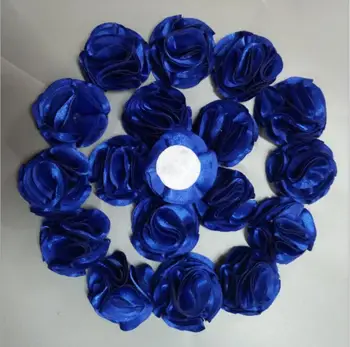 

Diy 100Pcs/Bag 3.5cm Royal Blue Rose Flowers Satin Rose Ribbon Flowers DIY For Make Wedding Bouquet Flower AccessoriesViolet