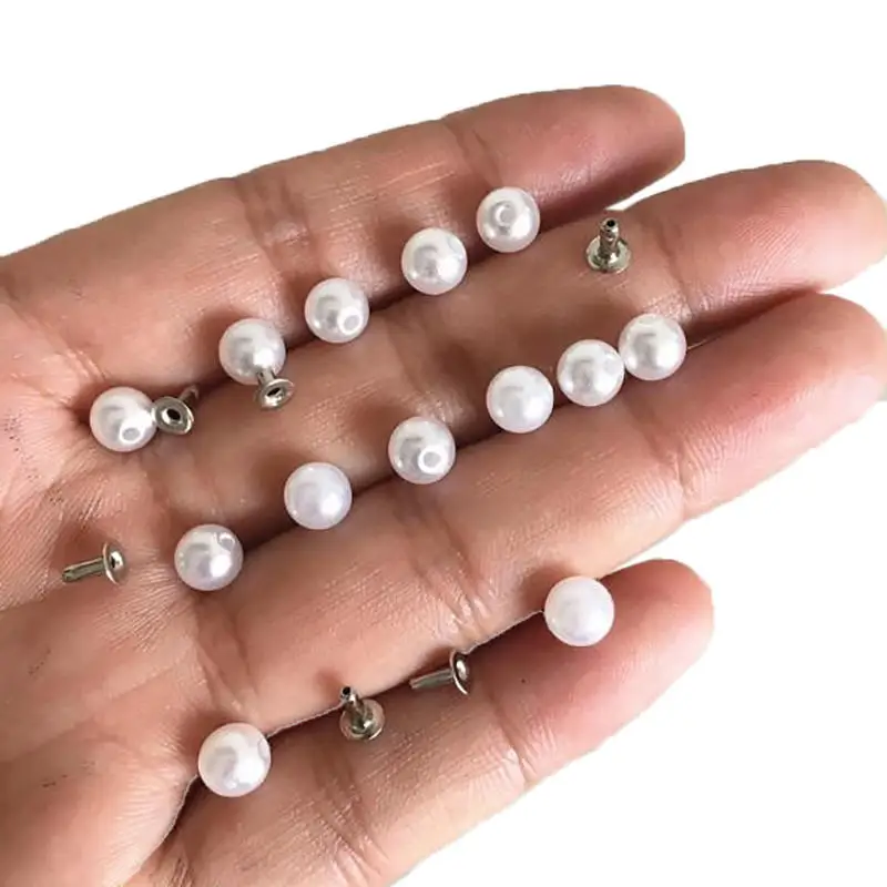 100 шт. Pearl Заклепки и пуговицы кожа ткань мешок для обуви украшения Diy Костюмы аксессуары шпильки 6-16 мм серебро и цвета слоновой кости с заклепками Лидер продаж