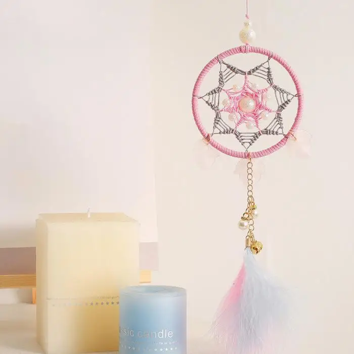 Pinks Dreamcatcher Car Pendant Dream Girl Heart Powder Cute Wind Chime F-Best
