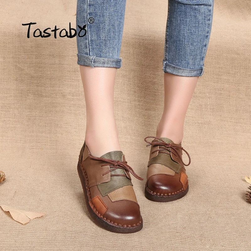 Meilleur Tastabo Véritable En Cuir Plat Chaussures Femmes Enceintes Chaussures Mère Conduite Chaussures Femmes Mocassins Femmes Appartements à La Main À Coudre Chaussures
