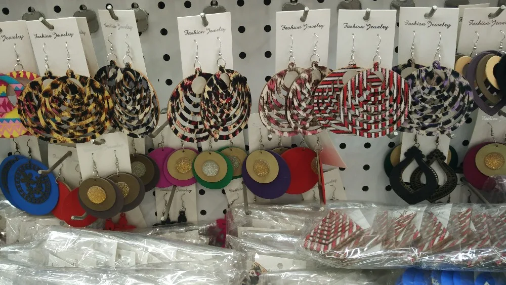 6 цветов 1 пара европейские модные полые цветные круглые популярные деревянные