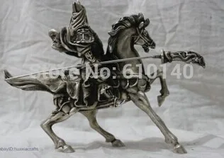 

Chinese folk handmade silver bronze statue of Guan Gong