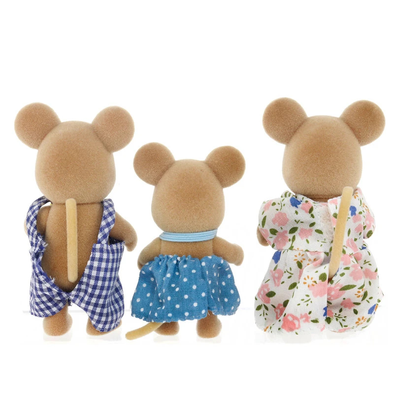 Sylvanian Families, комплект из 3 предметов с изображением мыши, семейный набор, кукольный домик, пушистая фигурка, игрушки, куклы, новинка 14548