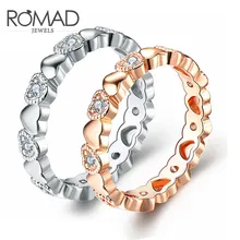 ROMAD женское сердце кольца для мужчин и женщин серебро розовое золото цвет модные вечерние свадебное кольцо кольца кубический циркон украшения для влюбленных R4