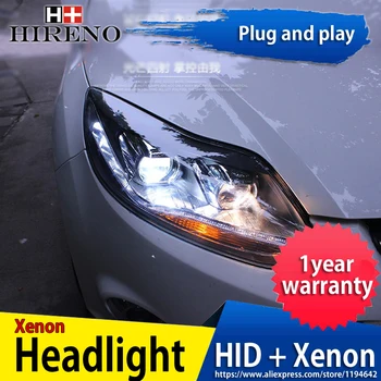 

Hireno Headlamp for 2011-2014 Ford Focus Headlight Headlight Assembly LED DRL Angel Lens Double Beam HID Xenon 2pcs