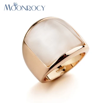 

MOONROCY Free Shipping Fashion Jewelry Rose Gold Color Silver Color Wedding Opal Crystal Rings for Women or Men Big Size Gift