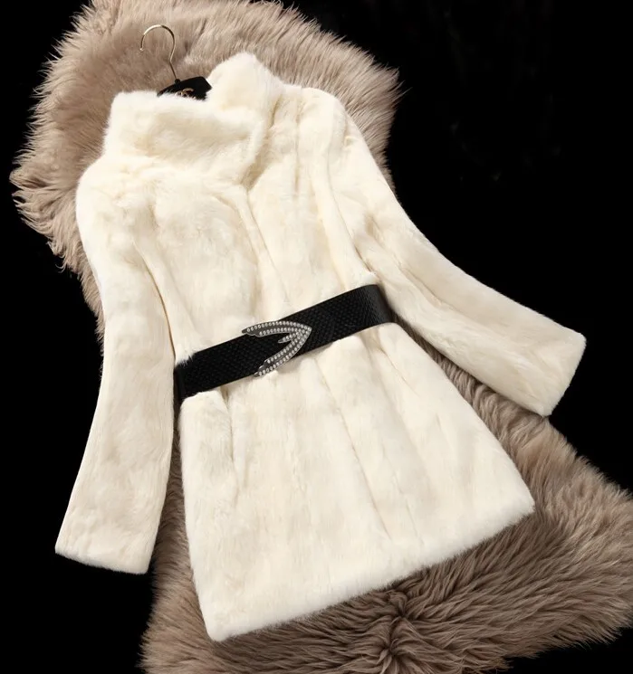 100% реальные Полный Пелт кролик Мех животных длинное пальто женские ручной кролик Мех животных пальто Женская мода пальто tfp706