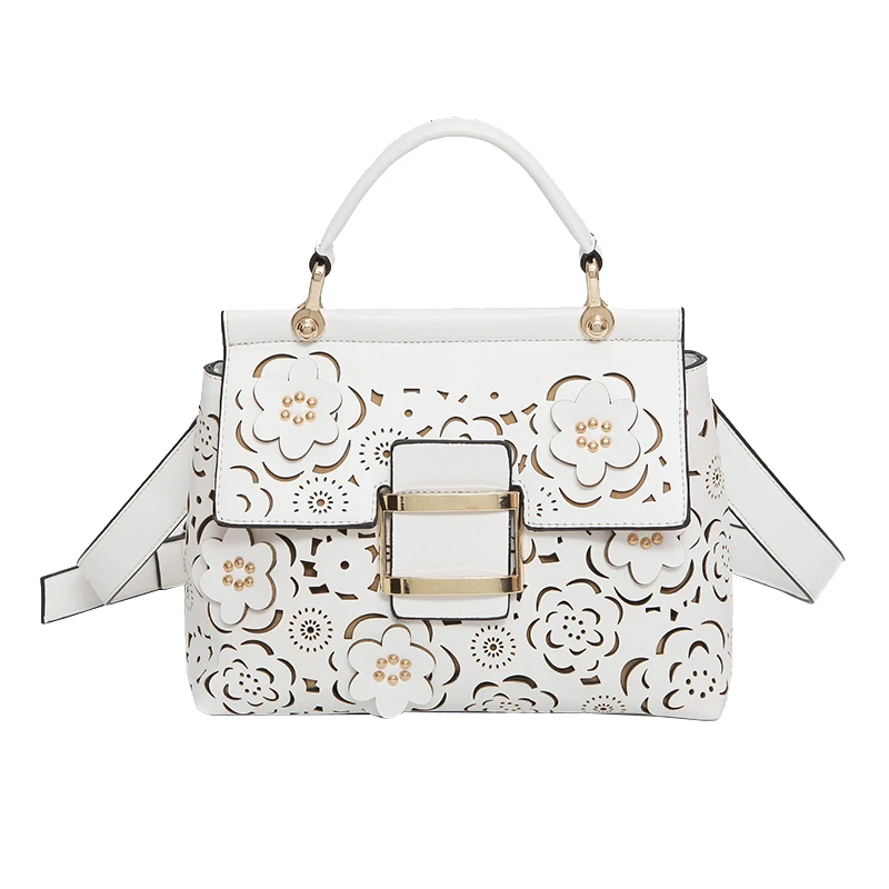 

2017 Elegant Flowers Hollow Fashion Casual Ladies Tote Purse Handbag Shoulder Bag Female Crossbody Messenger Bag Black/White/Red