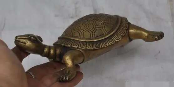 

S0955 6" Chinese fengshui brass longevity Turtle sea Tortoise wealth auspiciou statue