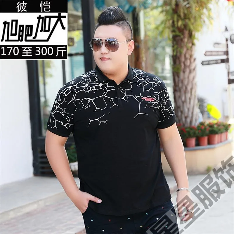 Черный 10XL 8XL Новинка летняя футболка мужская хлопковая вышитая Повседневная футболка азы отложной воротник высокого качества плюс размер Мужская футболка - Цвет: Черный