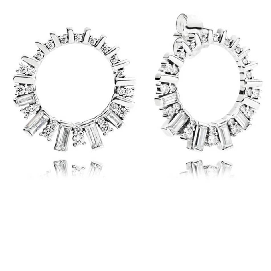 

Authentic 925 Sterling Silver Glacial Beauty With Crystal Stud Earrings For Women Wedding Gift fit Lady Fine Jewelry
