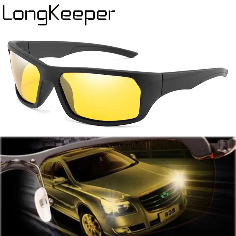 

LongKeeper Night Vision Sunglasses Men Women Driving Yellow Lens Eyewear Male Driver Safety Goggles Gafas Oculos De Sol