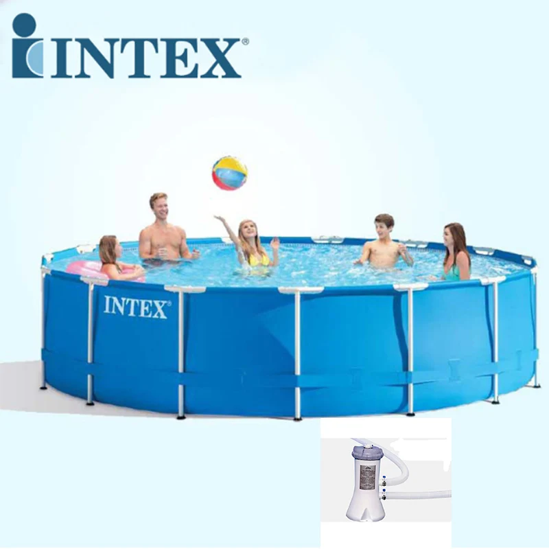 INTEX 457*107 см надувной круглый каркас для бассейна, набор труб для пруда, Большой кронштейн для бассейна с фильтрующим насосом B32001 - Цвет: Set B